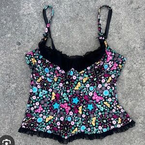 Victoria's Secret Floral bustier top- Black and Multicolor
